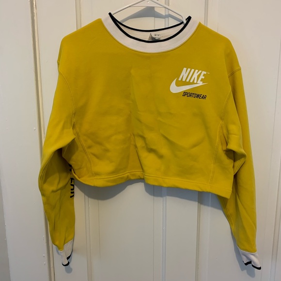 Nike Tops - Nike Cropped Yellow Fleece Sweatshirt